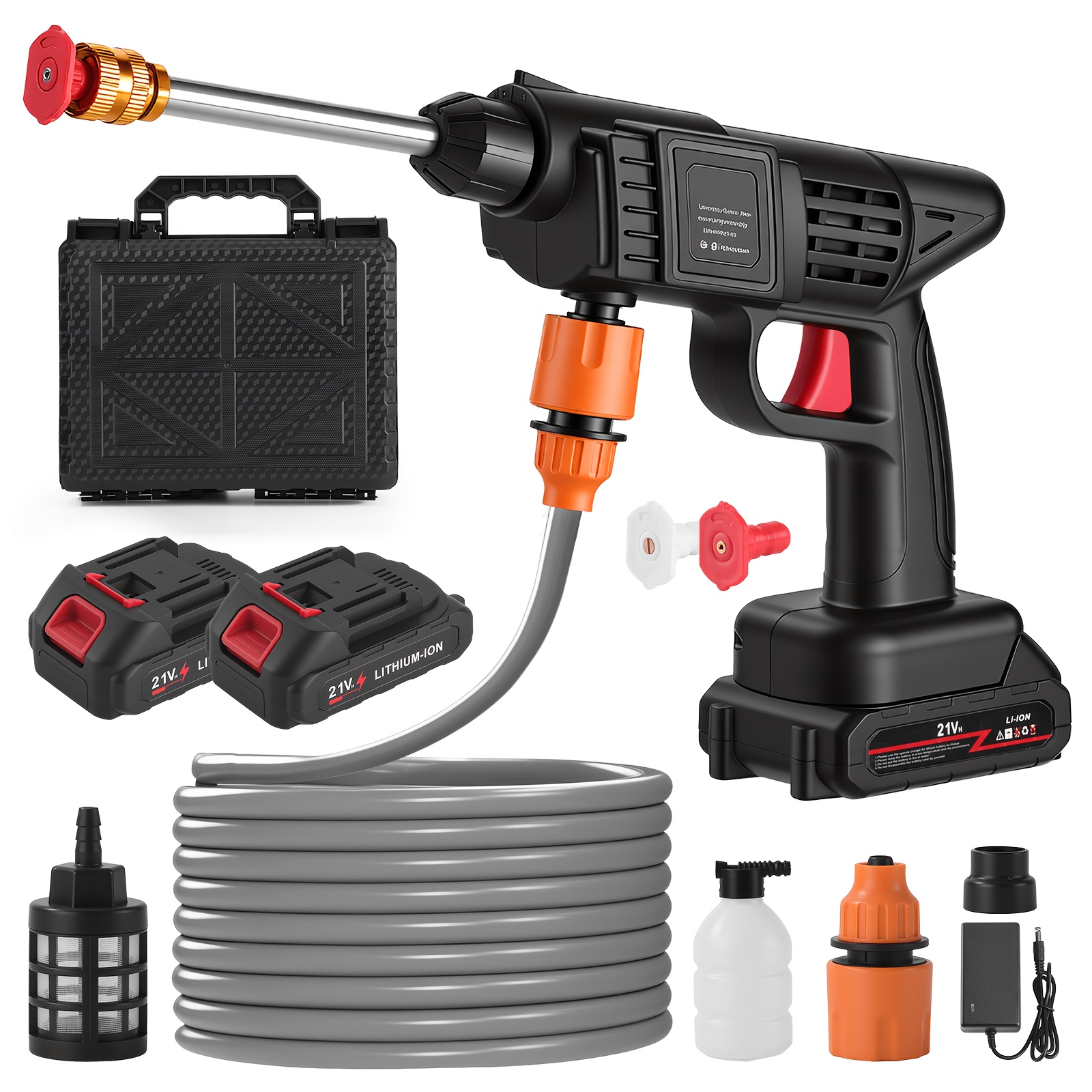LOVEWE 300W Cordless High Pressure Electric Car Wash – 6-in-1 Nozzle Handheld Car Wash Gun, 1.3GPM, with 15000mAh Battery, 60-Min Battery Life for Car, Home, Floor and Garden Cleaning — Zaynora Luxury Marketplace