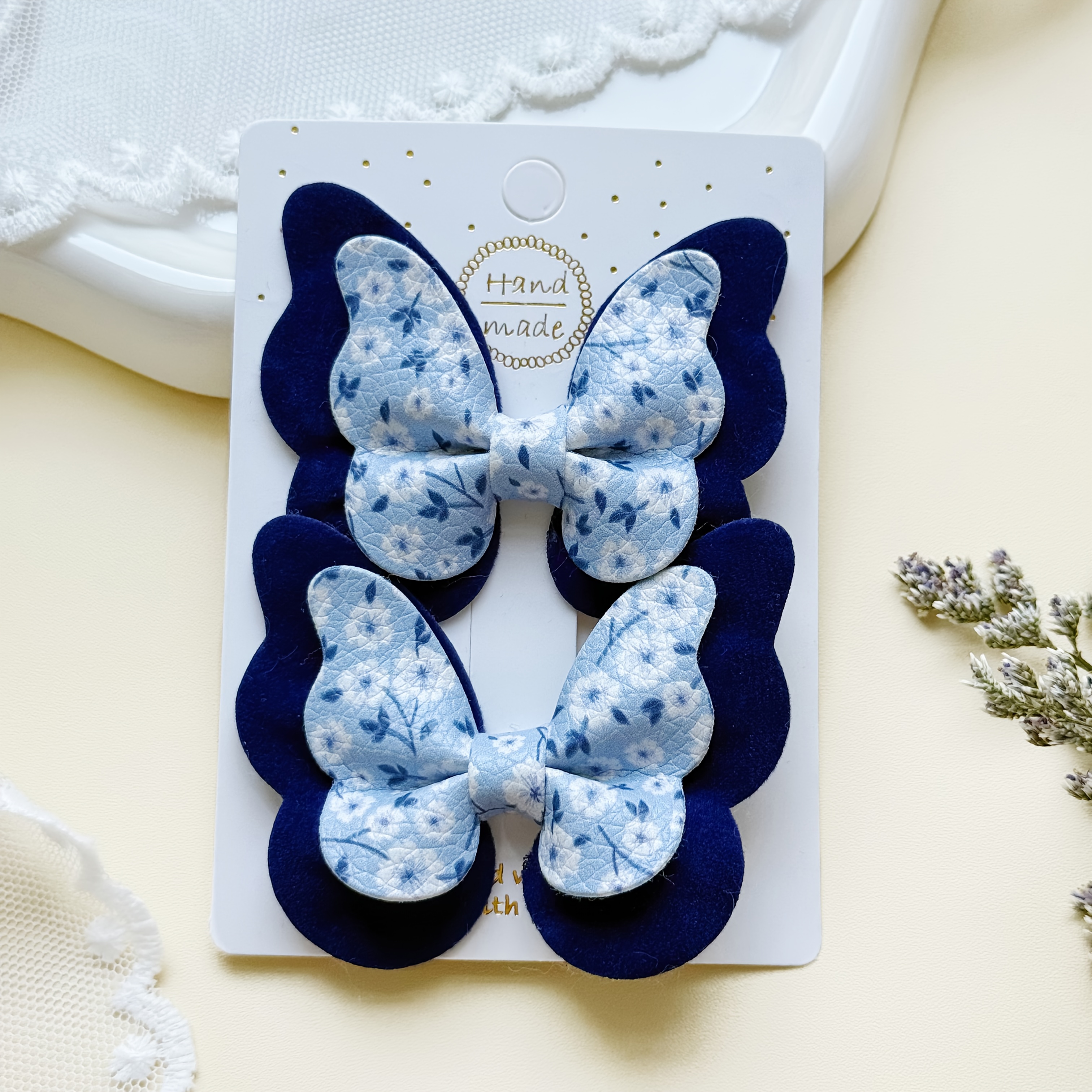 Image of Set Of 2 Flannel And Double-layered Bow-shaped Hair Clips, Beautiful Hair Accessories For, Exquisite Holiday Gifts, Suitable For And Women