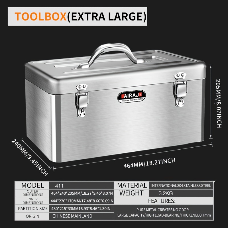 stainless steel tool box   thickened iron box household hardware storage storage box maintenance tool storage