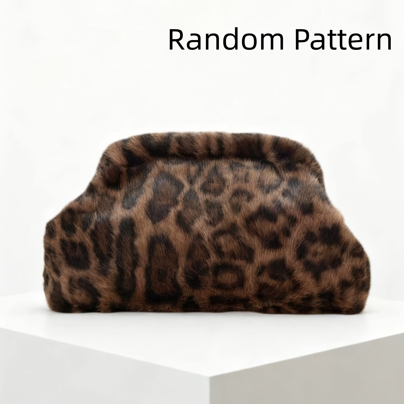TEMU Women's Clutch Bag, Random Pattern, 2026 Autumn/winter New Leopard Print Plush Bag, Short Pile Clutch, Warm Brown Wild Yet Gentle Versatile