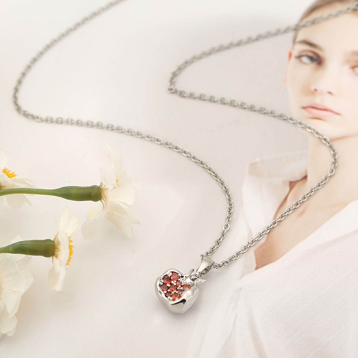 Copper Pomegranate Fashion Pendant Necklace, Exclusive Valentine's Gift