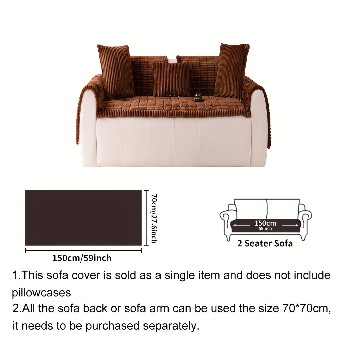 E-shop Plüsch Rutschfester Sofabezug - Haustierfreundliches Luxus-Steppdesign mit Gerüschten Kanten, Maschinenwaschbarer Polyester, für 1-4 Sitzer &