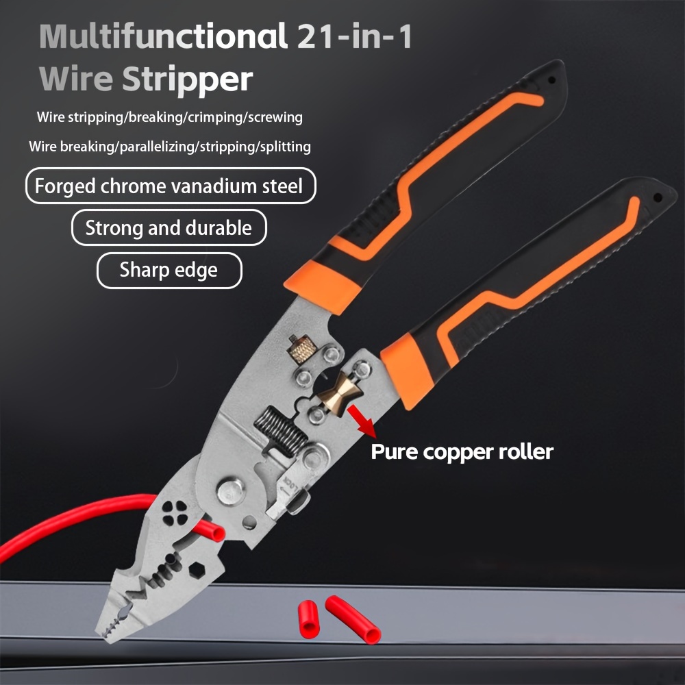 

Industrial-grade 21-in-1 Wire Stripper: High-carbon Steel, Anti-rust, Grip, And Durable With Sharp Edge