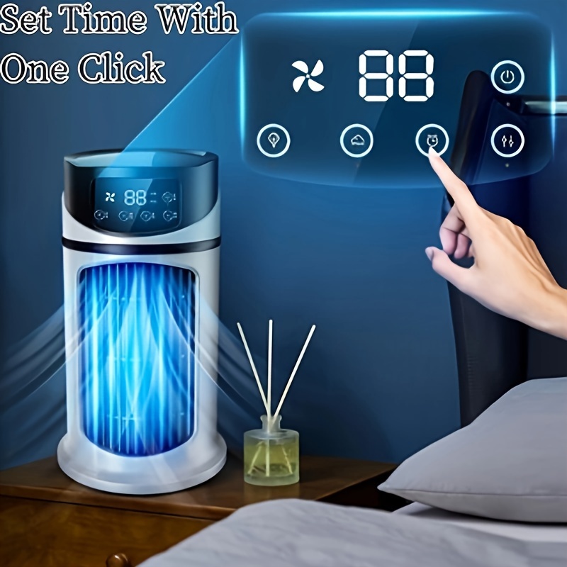 

Portable Air Cooler Fan, Desktop Air Conditioner Fan With Multi-function Quiet Cooling Fans, Time Setting Fan With 6 Wind Speed For Bedroom Indoor Office Desk