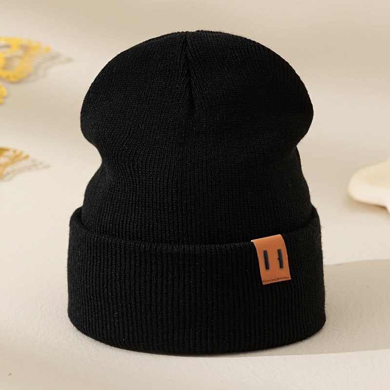 Women's Thick Beanie - Soft Acrylic Winter Hat With -like Patch, Elastic , Lightweight For Skiing, Outdoor & Casual Wear, Machine Washable