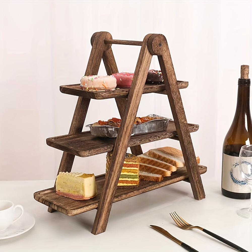 3 Tier Paulownia Wood Serving Tray Display Stand Dessert - Temu