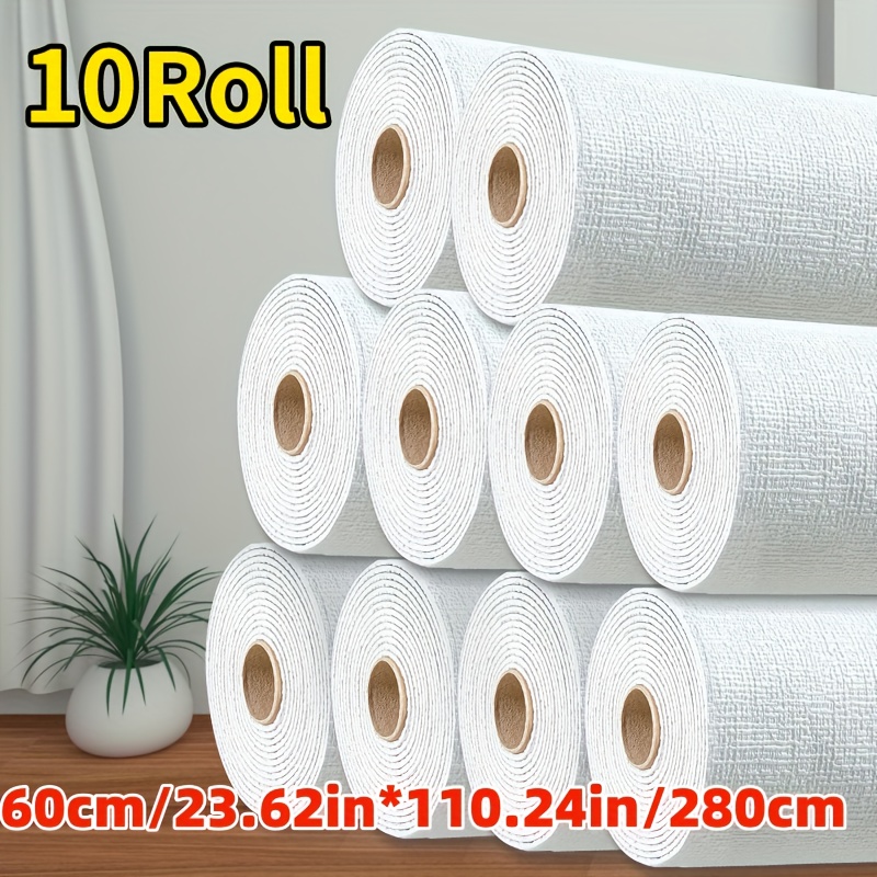 Image of 10 Rolls Thickened Self-adhesive Removable Wallpaper Panels - Textured Ixpe Board Suitable For Bedroom, Living Room, Office - Easy Clean, Sheets, Diy-friendly 3d Wall Covering