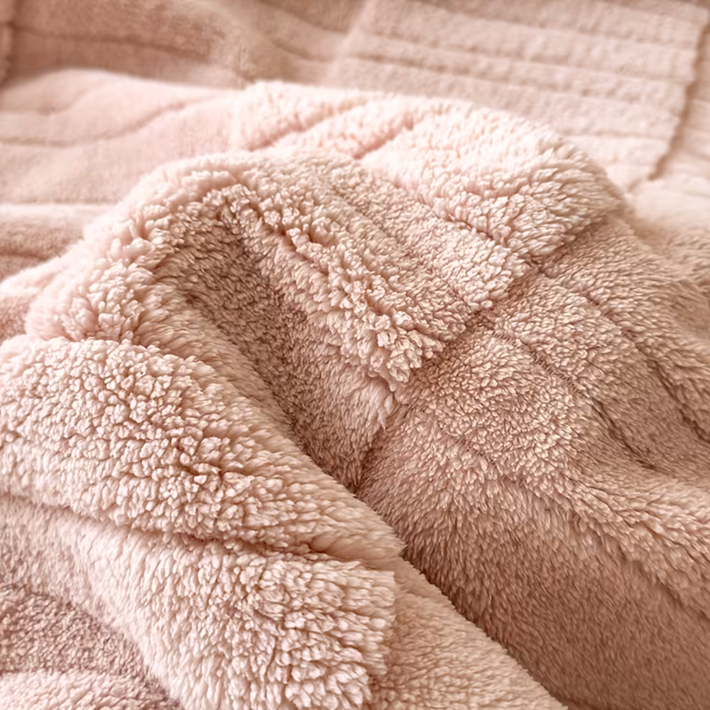 1pc luxury fleece thick double layer blanket plush winter bedspread machine washable cozy throw for bed sofa outdoor decor in brown navy burgundy dark green light green pink Product details 9