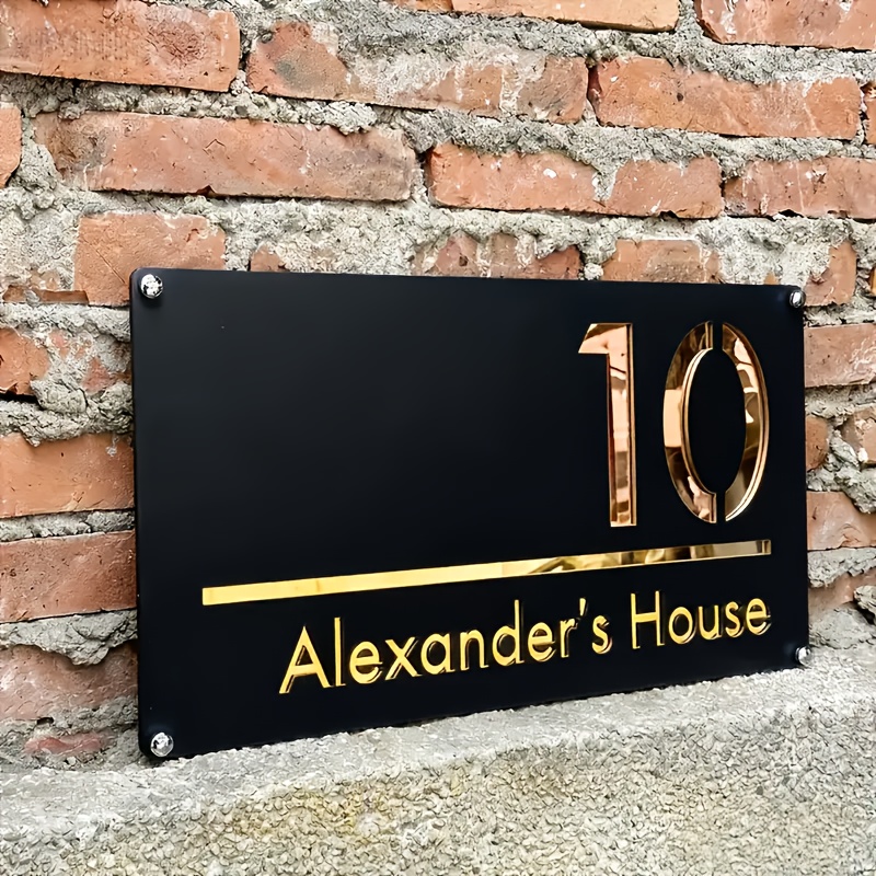 TEMU Placa de Número de Casa Personalizada en Acrílico - Capa con Diseño , Tornillos para Instalación. Ideal para Decoración de Pared, Regalos de