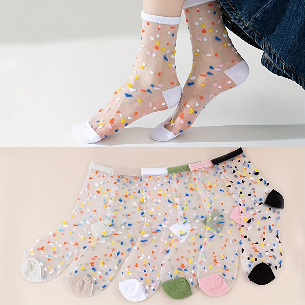 6-pack Women's Polka Dot Glass Fiber Stockings