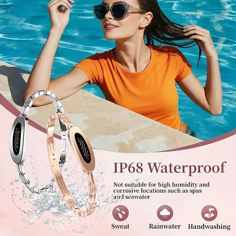 GWENLAND 1pc Smart Bracelet, Smart Band, Smart Watch, Supports Wireless 5.2, Pedometer, Sleep Monitoring, Multiple Sports Modes, Women'S Health, Remote Photography, Metal Watch Band, Women'S Additions, USB Charging