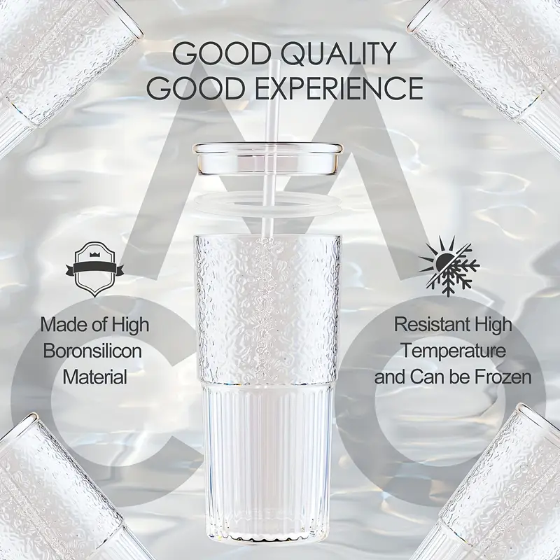 2pcs 20oz glass cups with lids and straws glass coffee tumbler tumbler water glass water bottle glass coffee mug iced tea cup 20oz beer can shaped drinking glasses thanksgiving Product details 0