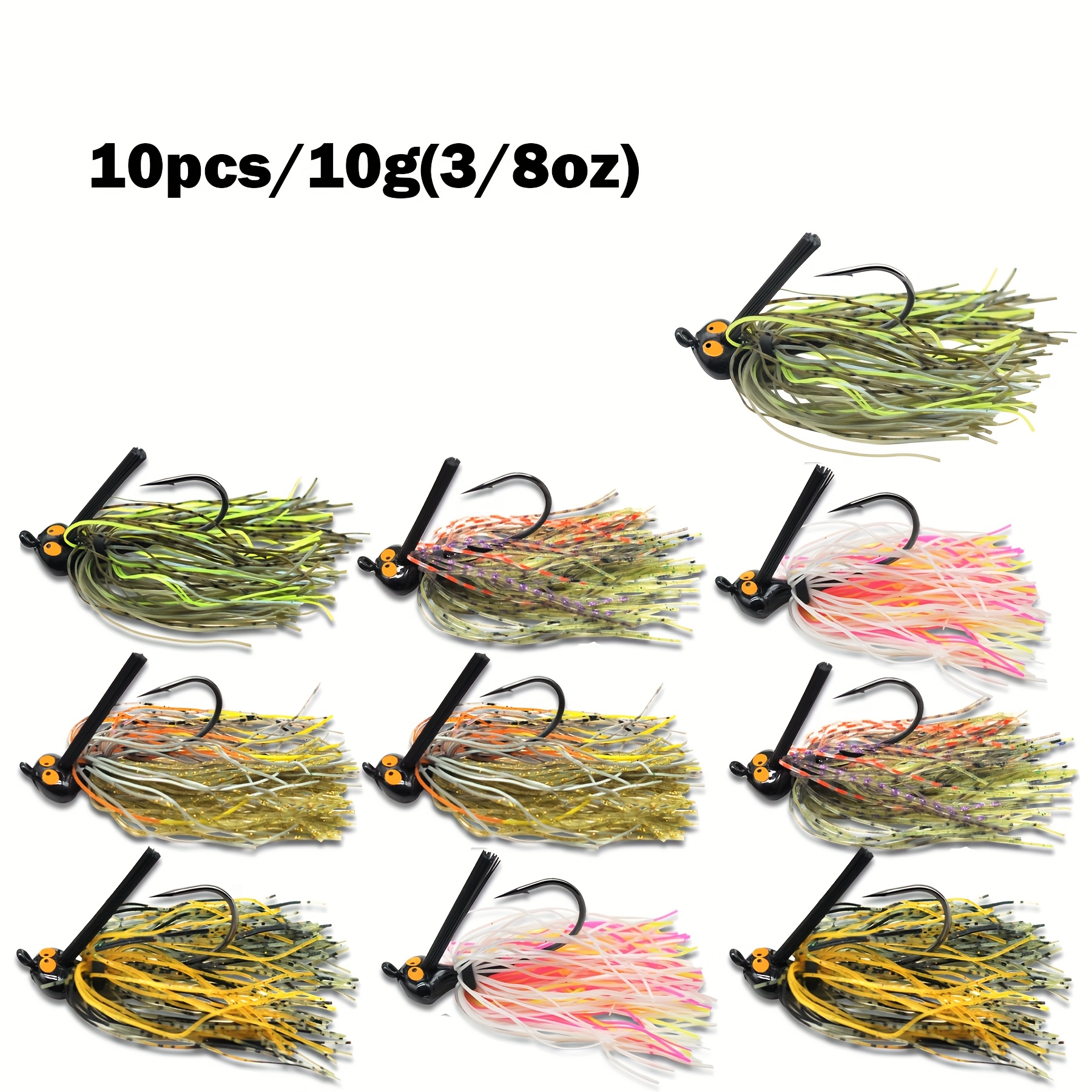 Dovesun Fishing Lures For Bass Jig Heads, 10-pack Swimbait Jigheads 5colors Bait For Saltwater/freshwater Fishing 1/4oz 3/8oz 1/2oz
