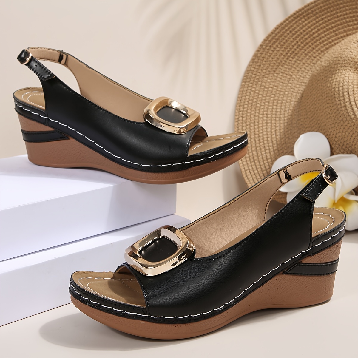 sandalias mujer gruesa negras blancas Temu Colombia