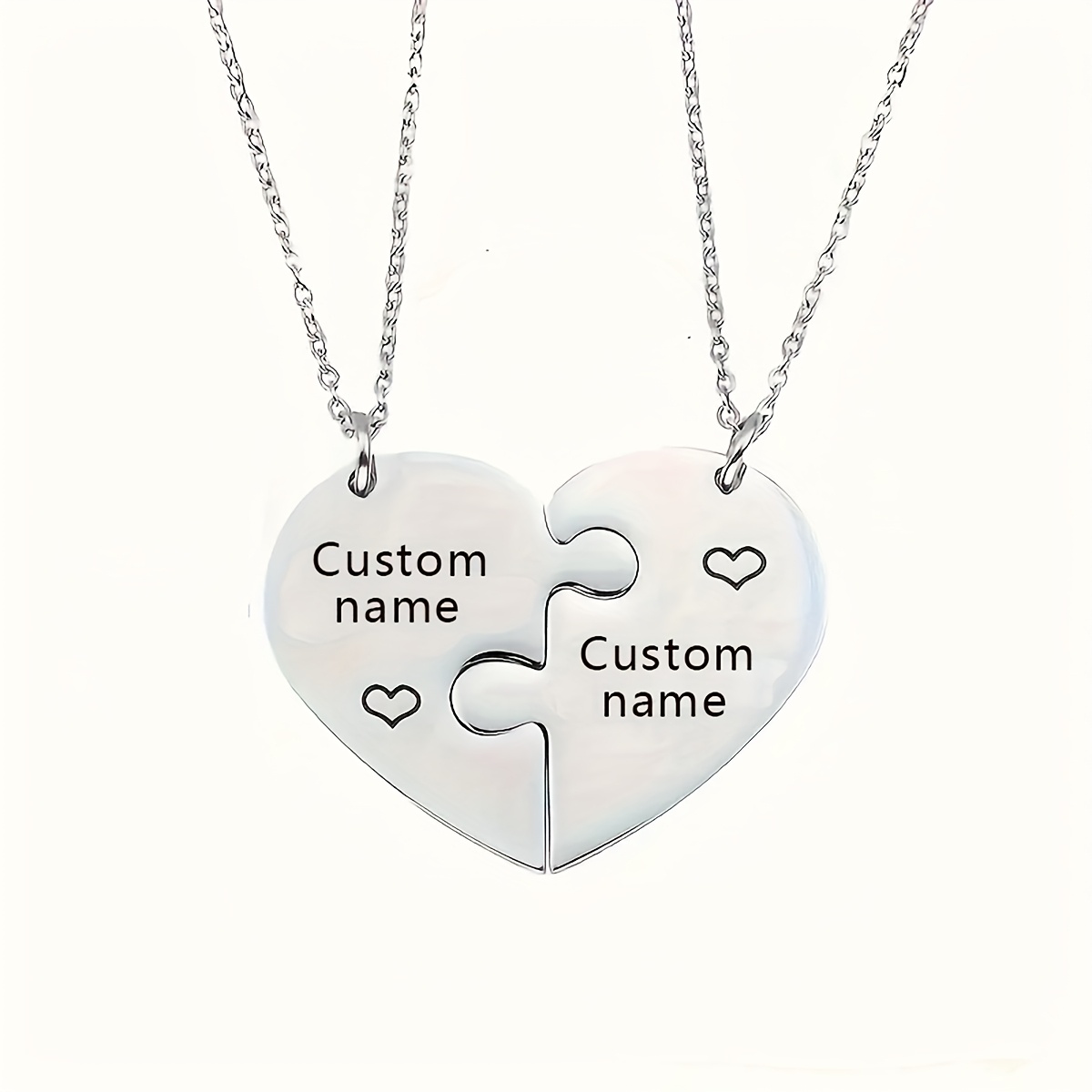 TEMU 2 pièces Collier Puzzle Demi-Cœur en Acier Inoxydable Personnalisé avec , pour Couples & Meilleurs Amis