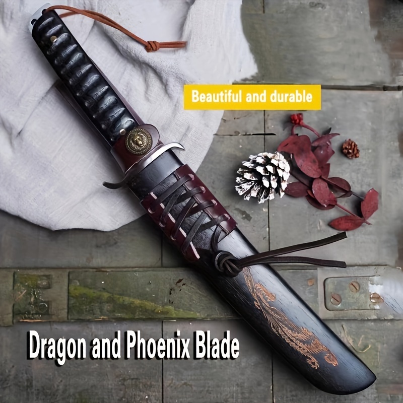 

1pc Outdoor Straight Blade Sharp Edge High Hardness Kikuda Straight Blade Wilderness Survival Knife