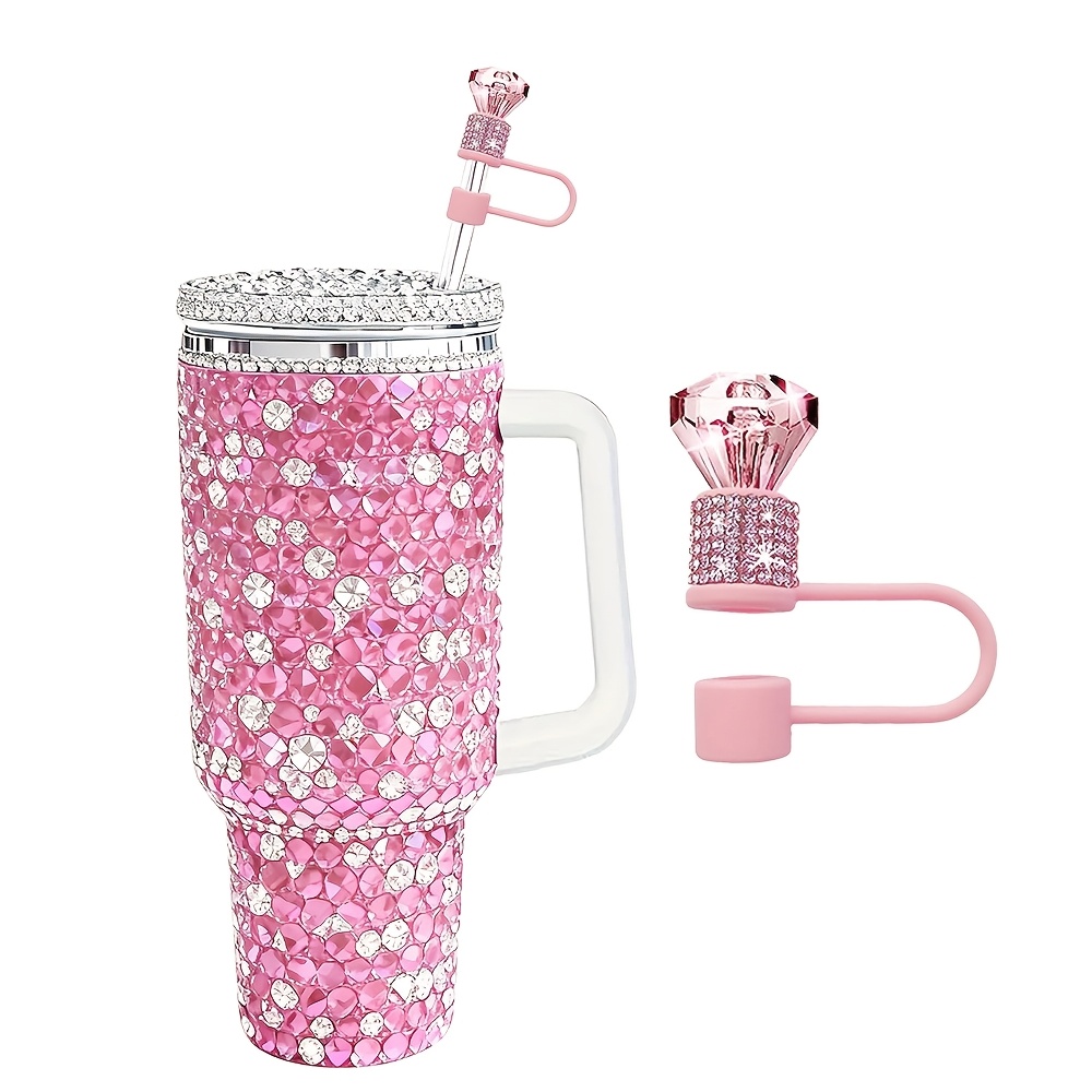 TEMU 1pc Sparkling Diamond Straw Cover For 30 And 40oz Tumbler Cup, Straw With 10mm Straw Top For Glass Cups, Valentine's Day Or Christmas Party Gift