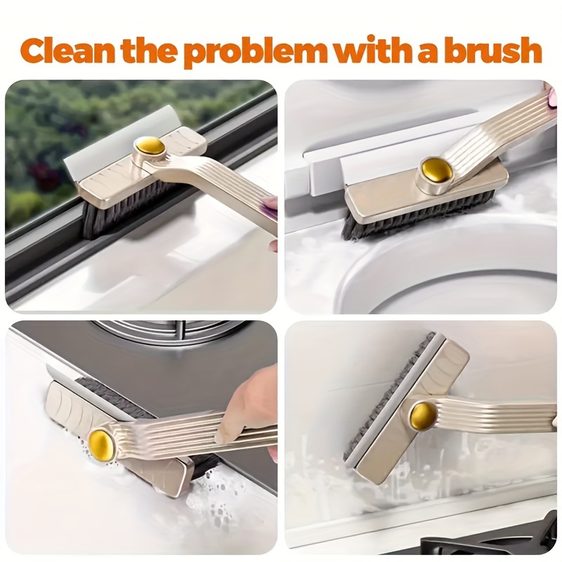 1pc multifunctional rotating   brush 360 ceramic tile cleaning tool 4 in 1 bathroom floor scraper reusable plastic handle for living room bedroom bathroom kitchen no power required details 3