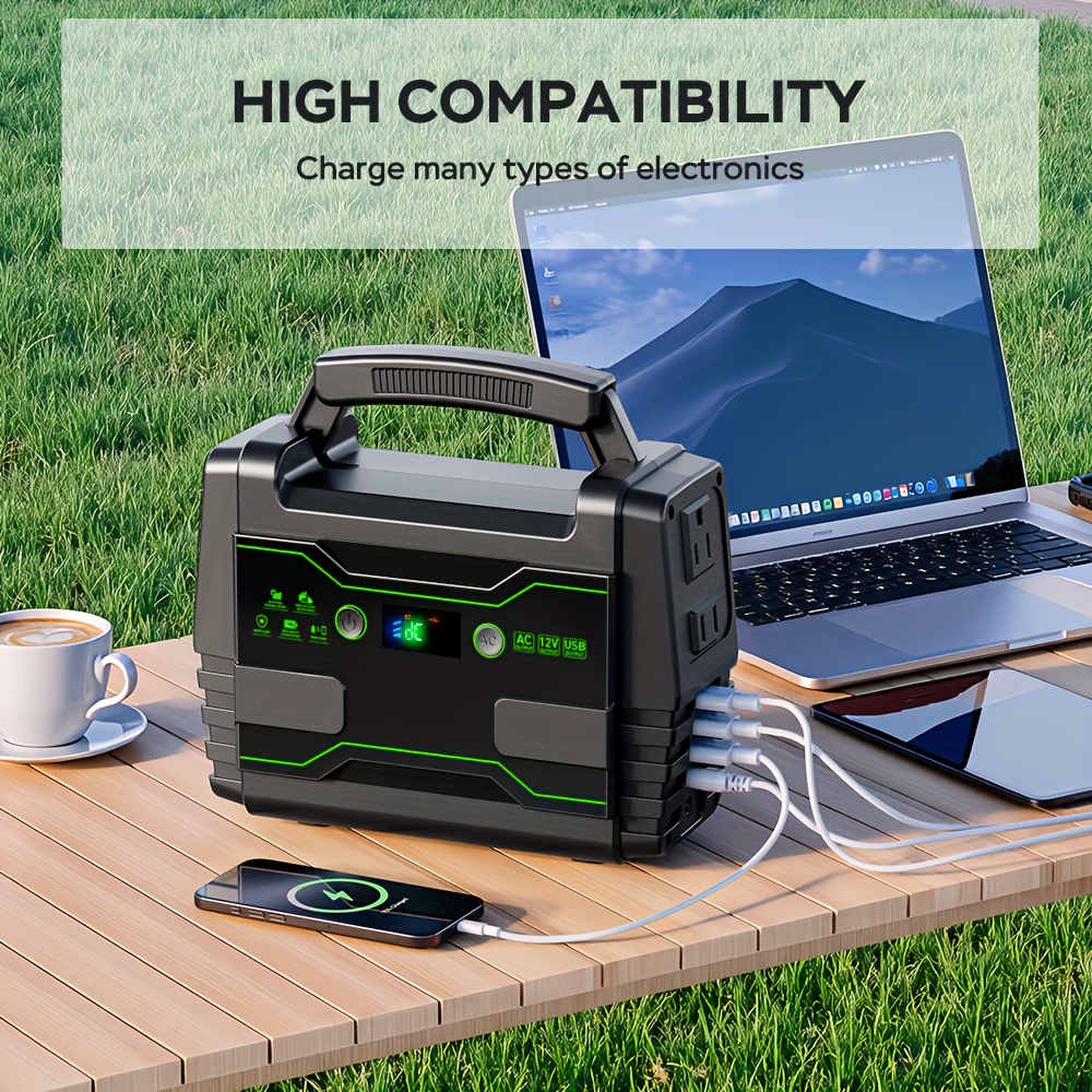 portable power station 200w 300w   camping solar generator 155wh 167wh 296wh power bank with 30 60w solar panel with ac outlet 110v with multi output led flashlights for cpap   hurricane emergency Product details 6