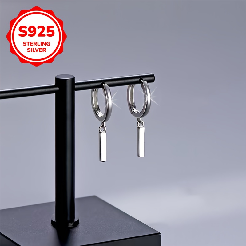 925 Silver Hypoallergenic Long Bar Stud Earrings for Women