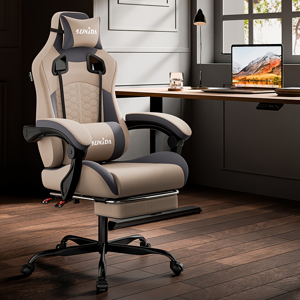 A Gaming Chair Designed for Esports, Featuring Ergonomic Support with a Footrest, a Racing Style with an Adjustable Headrest, And a Computer Chair That Allows Height And Lumbar Adjustments, Ideal for Both Home Office Use And Gaming
