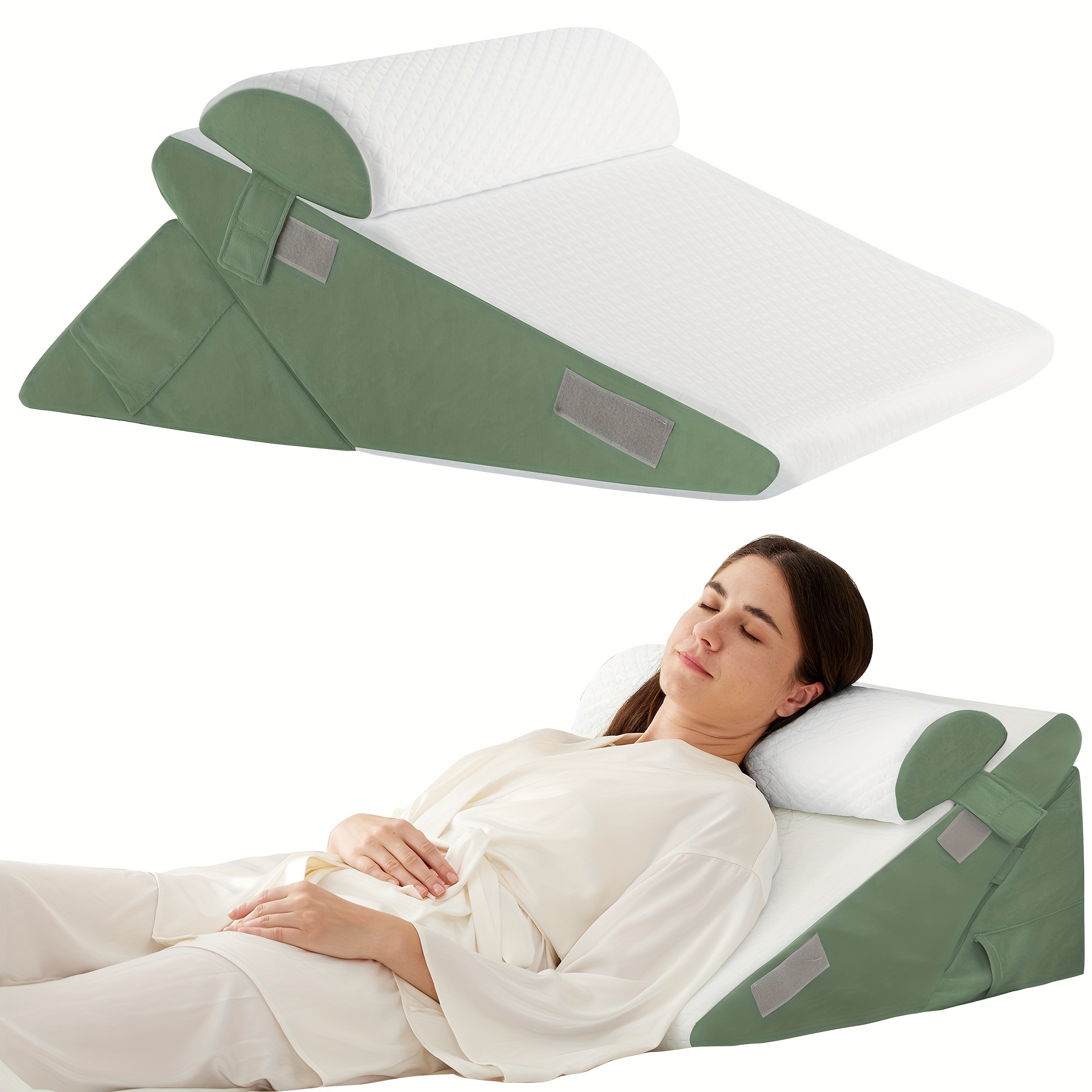 Almohada Cuña Ergonómica - Soporte Para Espalda Y Cuello, 50x50x26 Cm, Funda Lavable