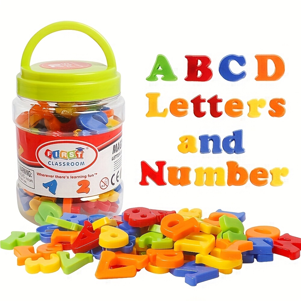 Image of Children's Magnetic Alphabet And Number Plastic Fridge Magnets Abc Word Counting Spelling Learning Toy, 52/78pcs, Halloween, Christmas Gift Accessories Color Random