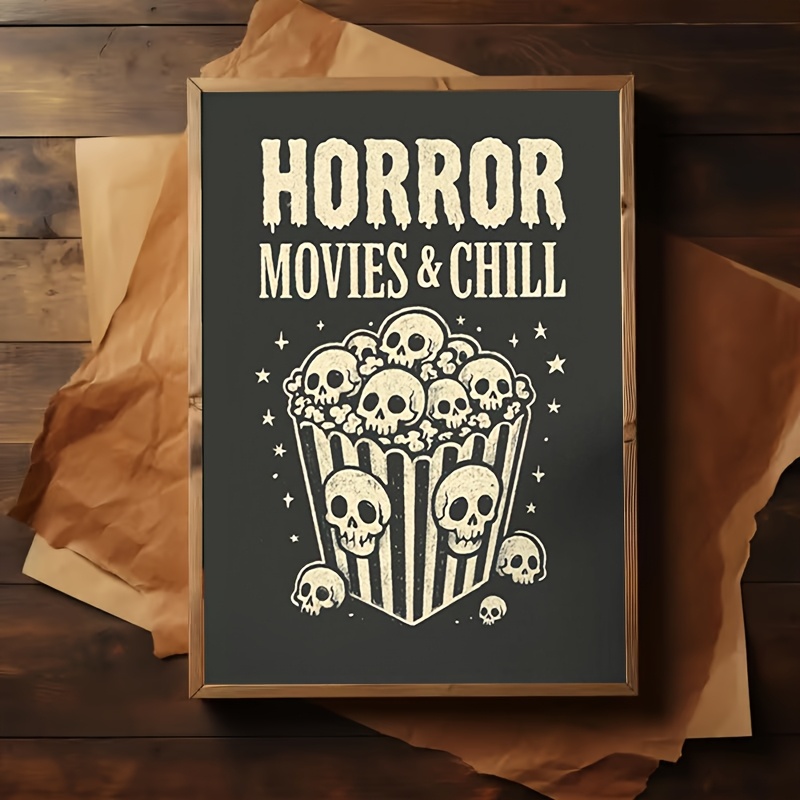 TEMU 2d Flat, 1pc 1pcs Frameless Vertical Gothic Horror Movie Poster Suitable For Home, Office, Dorm Decor - Adhesive Backing Suitable For Room,