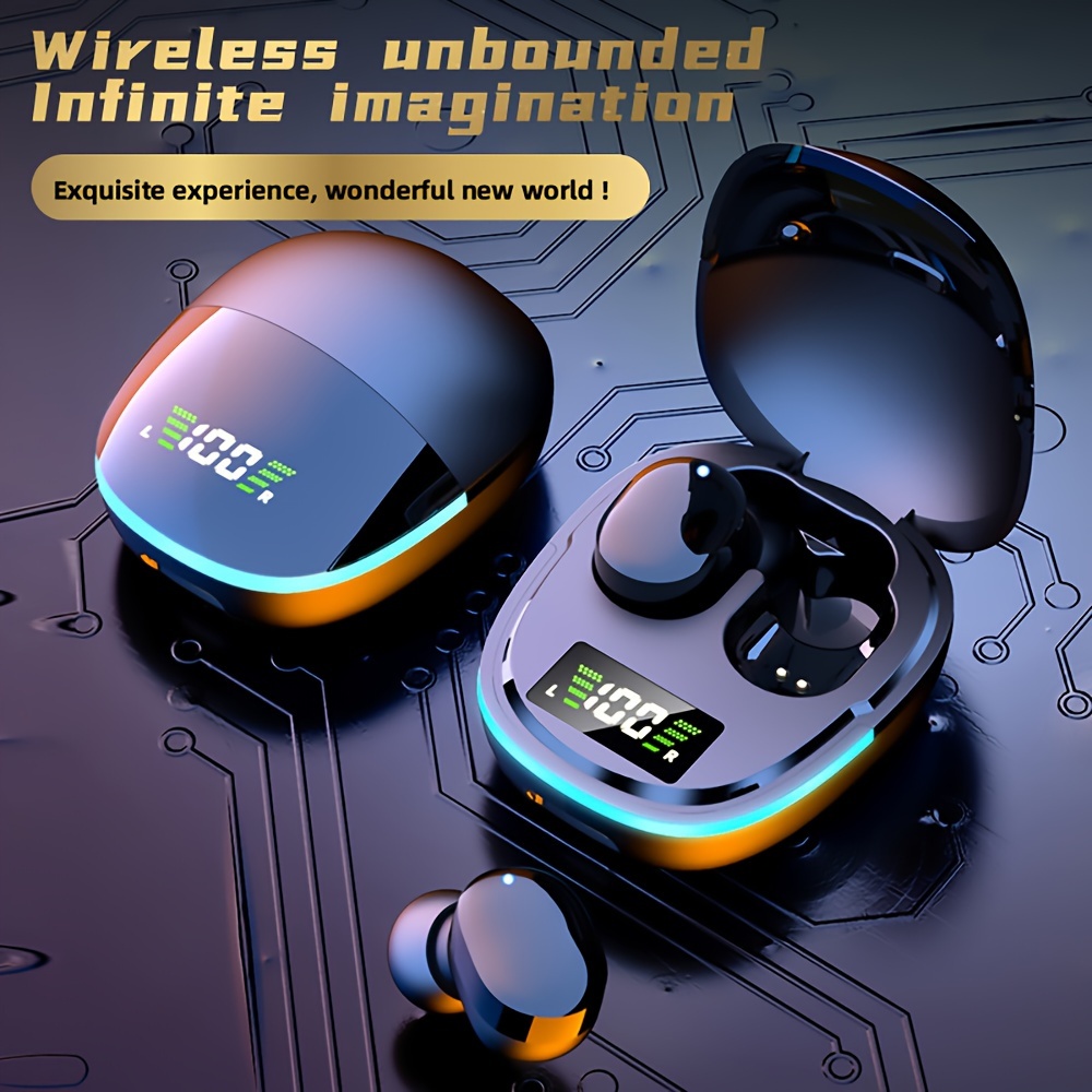 

Earbuds Wireless Charging Case Headphones Built In Microphone Stereo Bass Display For Phones Computer Sports Gaming Workout