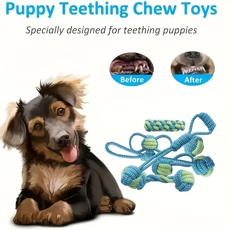 7pcs durable training ive dog rope toy suitable for all sizes of dogs to play and with chewing knots multi functional grinding rope for indoor and and cleaning teeth details 3