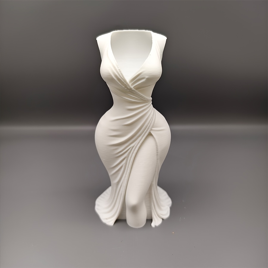Image of 3d Printed Flowing Dress Vase, Sculpture Ornament And Vase Practical And Aesthetic Can Hold 1pc Standard Test Tube Of Approximately 0.59 X 5.9 Inches