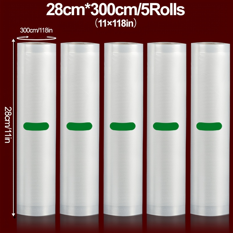 

5pcs Bpa-free Vacuum Sealer Rolls, Long, Multiple Widths - , Tear-resistant For Food Storage & Sous Vide Cooking - Extends , Safe For Direct Contact, Low Temperature Slow Cooking, Fresh Preservation