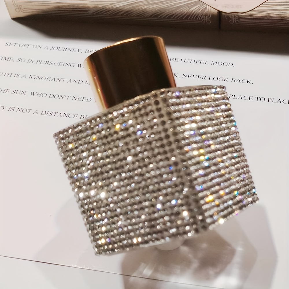 Home And Air Freshener Bottle, Empty Square Luxury Scented Bottle With Rhinestones, 50ml Empty Bottle