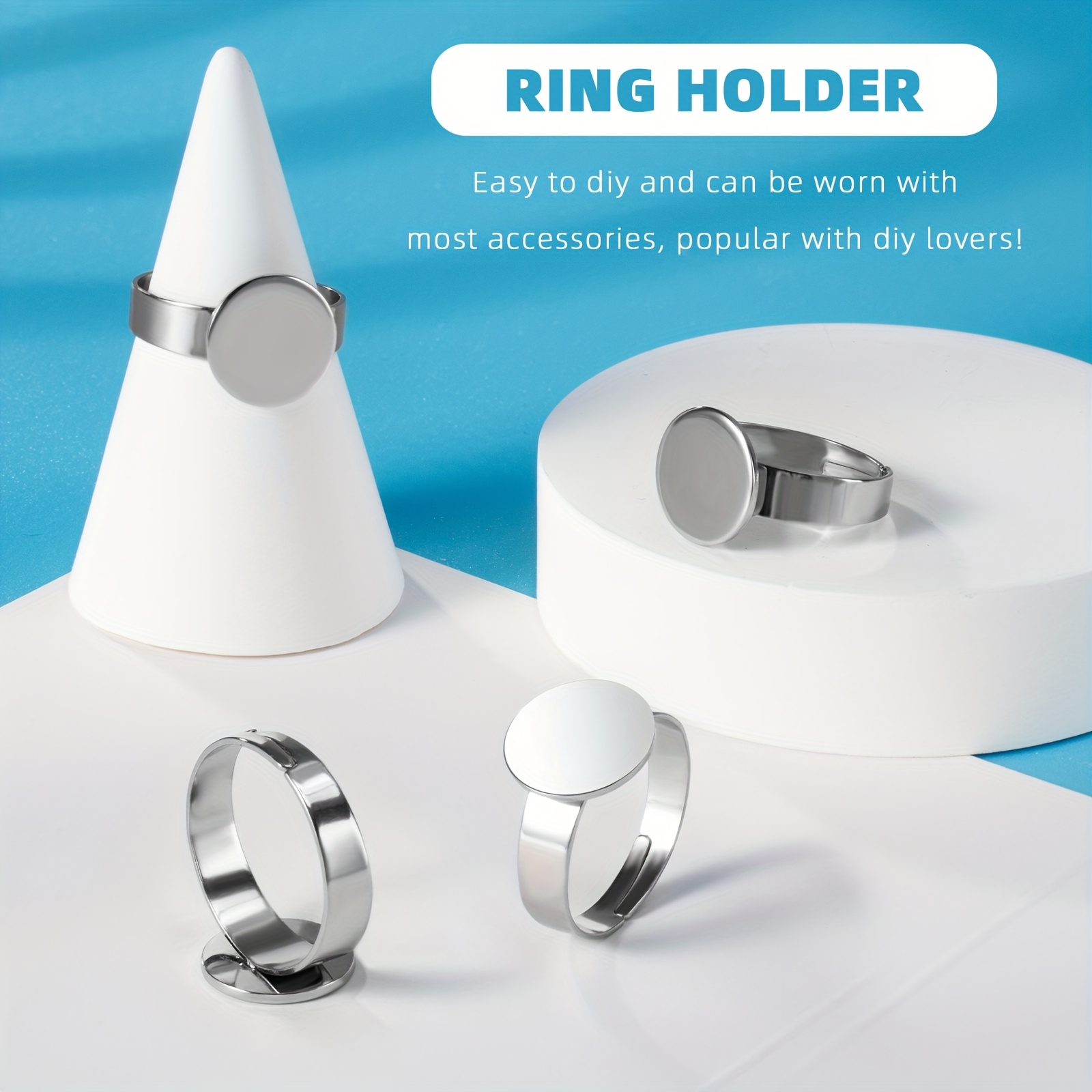 2d flat 10pcs stainless steel 12mm adjustable ring blanks Temu