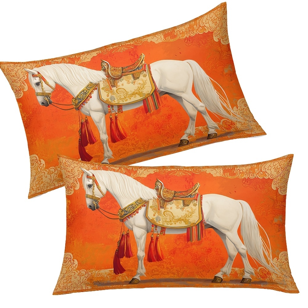 TEMU Lot de 2, Taie d'oreiller en peluche courte de luxe 12x20 pouces/30x50cm avec motif de de style , parfaite pour décorer votre canapé de salon,