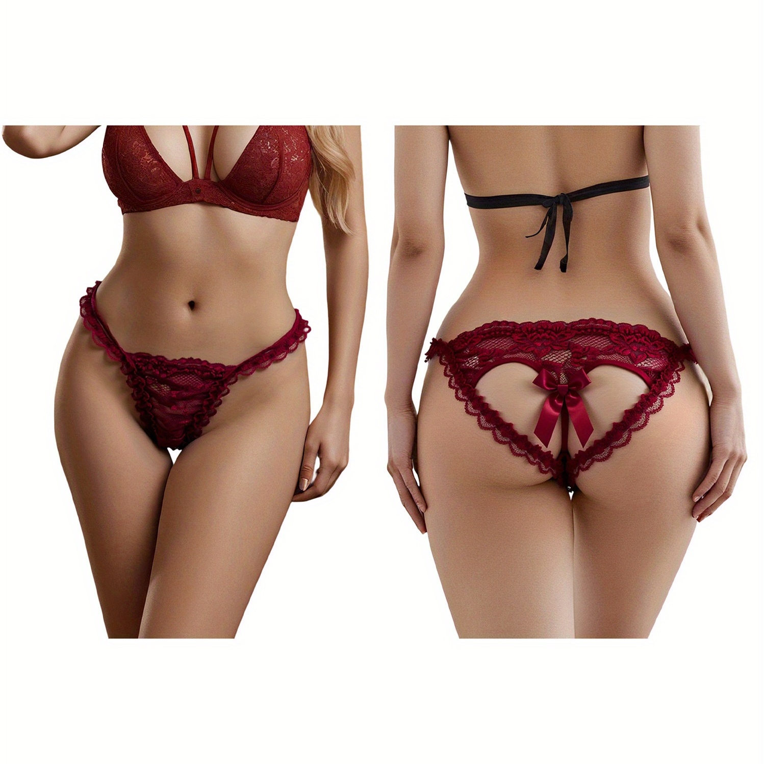 Women's Seamless Lace Mesh Thong - Low-waist Sheer Bow Design, Breathable and Sexy Seamless Underwear, Suitable for Intimate Wear, No Batteries Needed, Intimate, Bow Details, Comfortable Fit