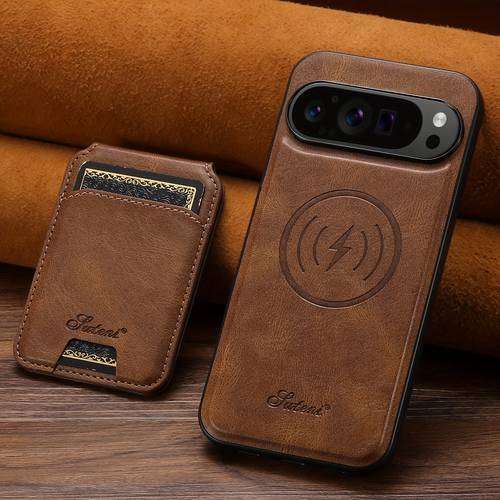 Artikelbild handyhülle: wireless charging kunstleder magnet-kartenhalter stand bilderrahmen handyhülle für pixel 10 pro xl 9 8a 7 6 – unisex geschenk für verwandte, freunde ältere zu feiertagen
