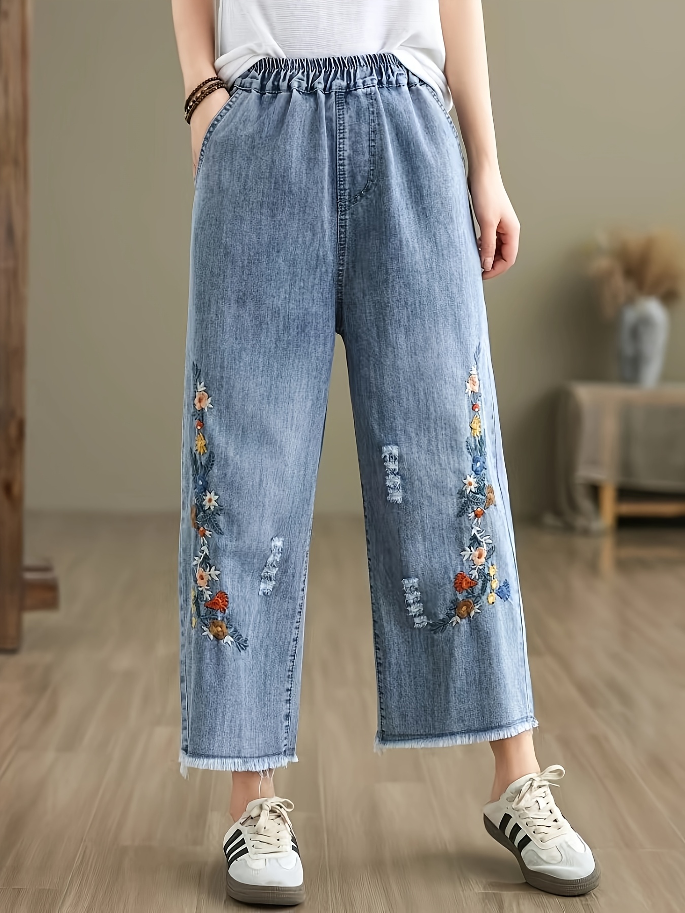【2plan】Pinata embroidery wide denim pants 2plan】Pinata embroidery wide denim pants (2plan/デニム