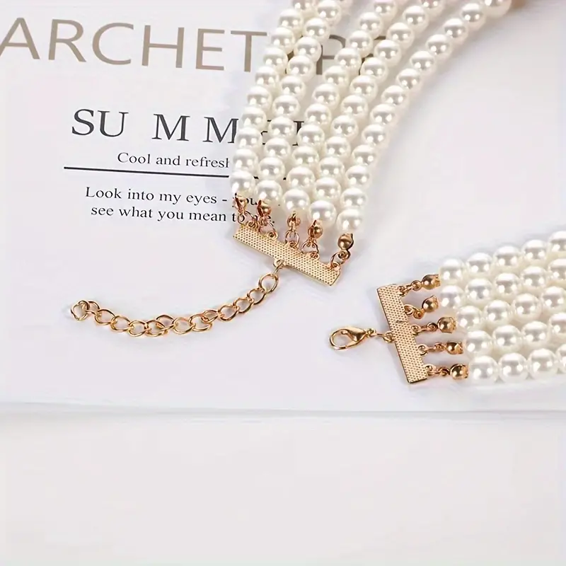 Luxurious Multi layered Faux Pearl Necklace Earrings Set - Temu