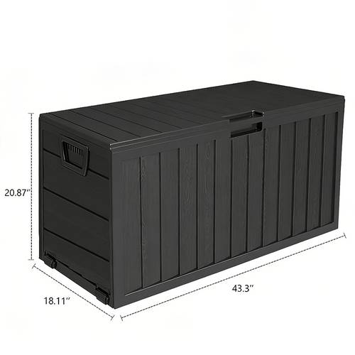 35 75 gallon resin deck box lockable waterproof outdoor storage box heavy duty large capacity for patio furniture garden tools yard chest cabinet shelf rack durable weatherproof organizer for backyard home outdoor storage