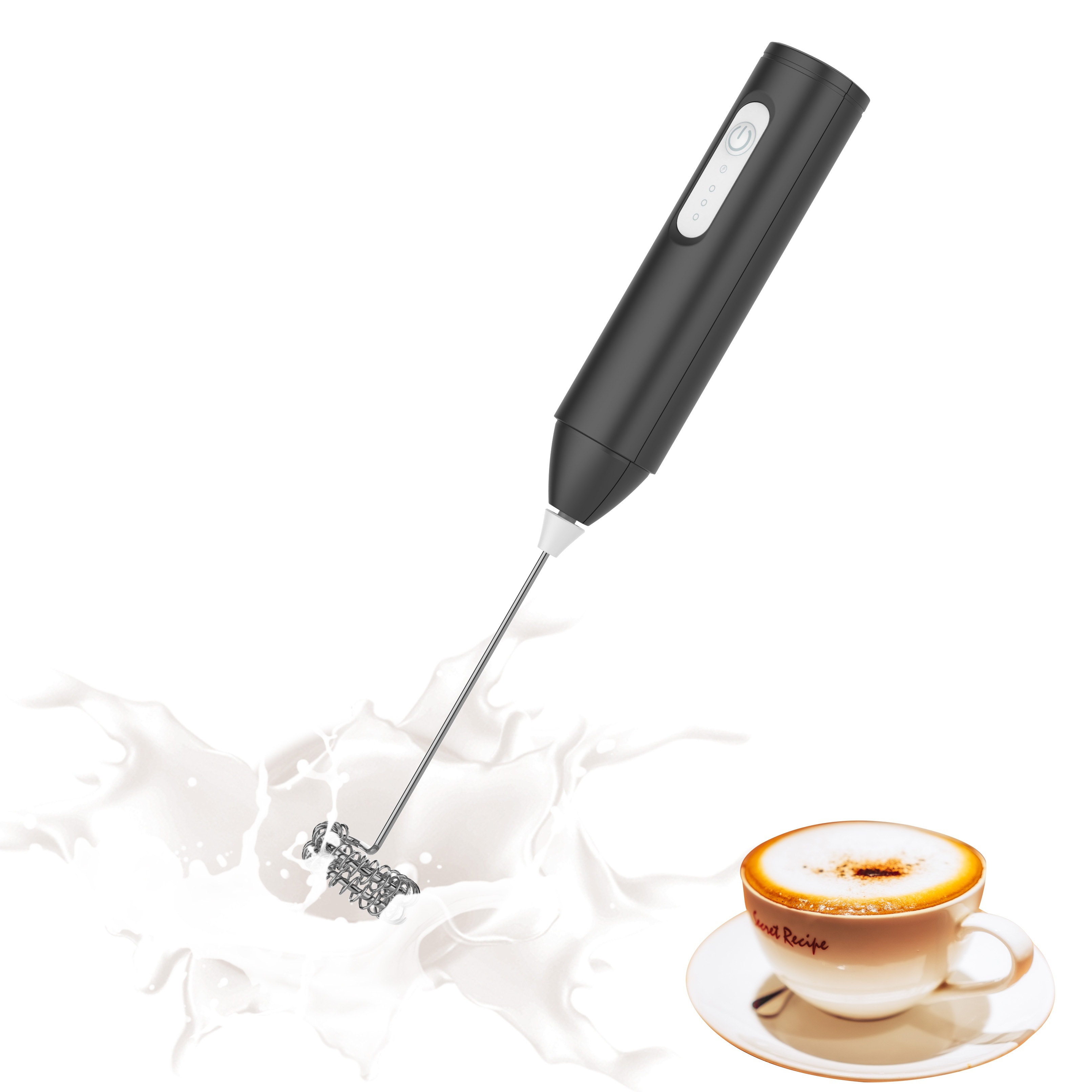 TEMU 1pc, Electric Milk Frother, Handheld Usb Rechargeable Coffee Foamer With Whisk, 3-speed Adjustable Foam Maker For Coffee, Latte, Cappuccino, Hot Chocolate, Matcha, Eggs, Kitchen Supplies