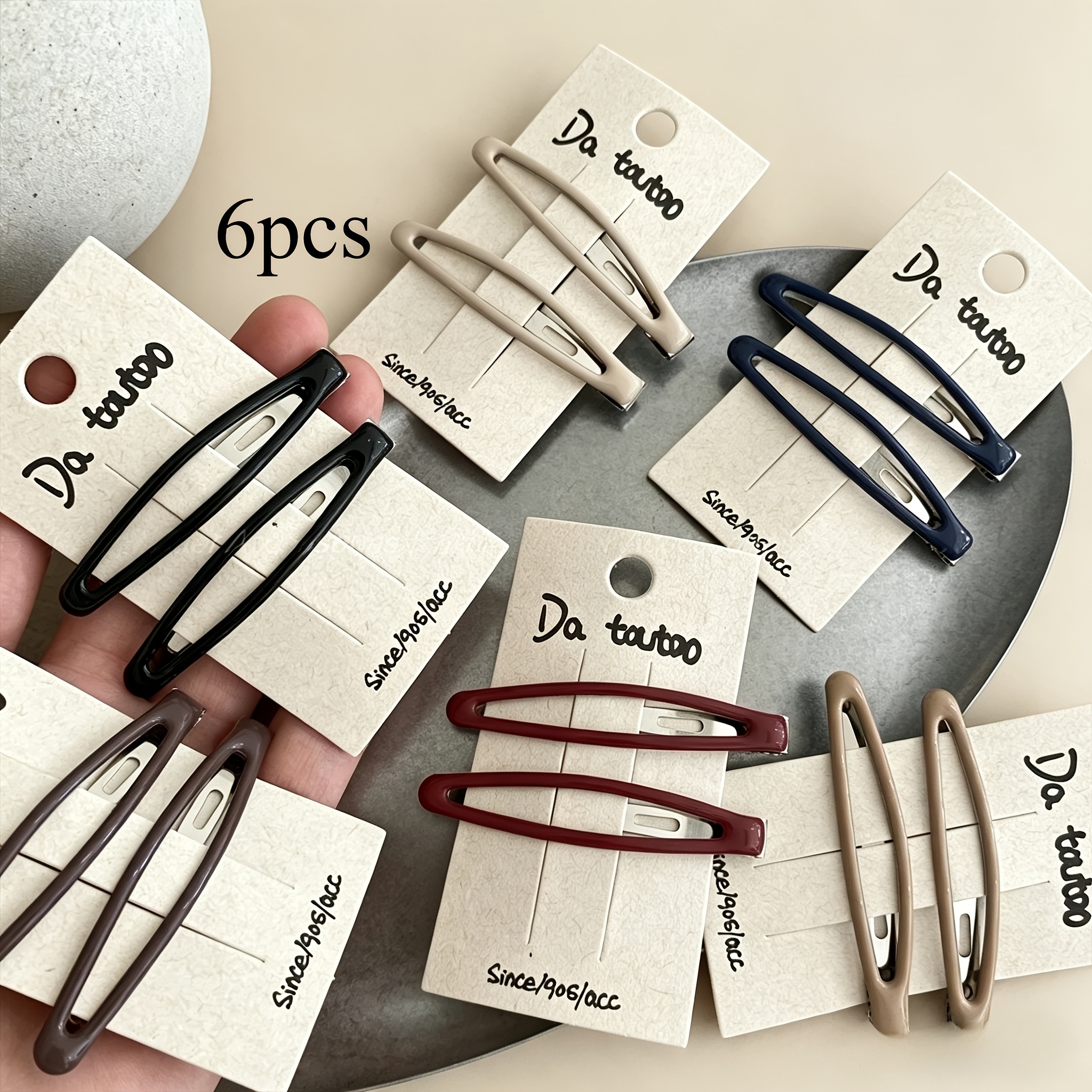 TEMU 6 stuks haarspeldjes voor pony in willekeurige kleur, Drip Oil Pea BB-clips, Koreaanse nieuwe kleur, basis zijclips voor