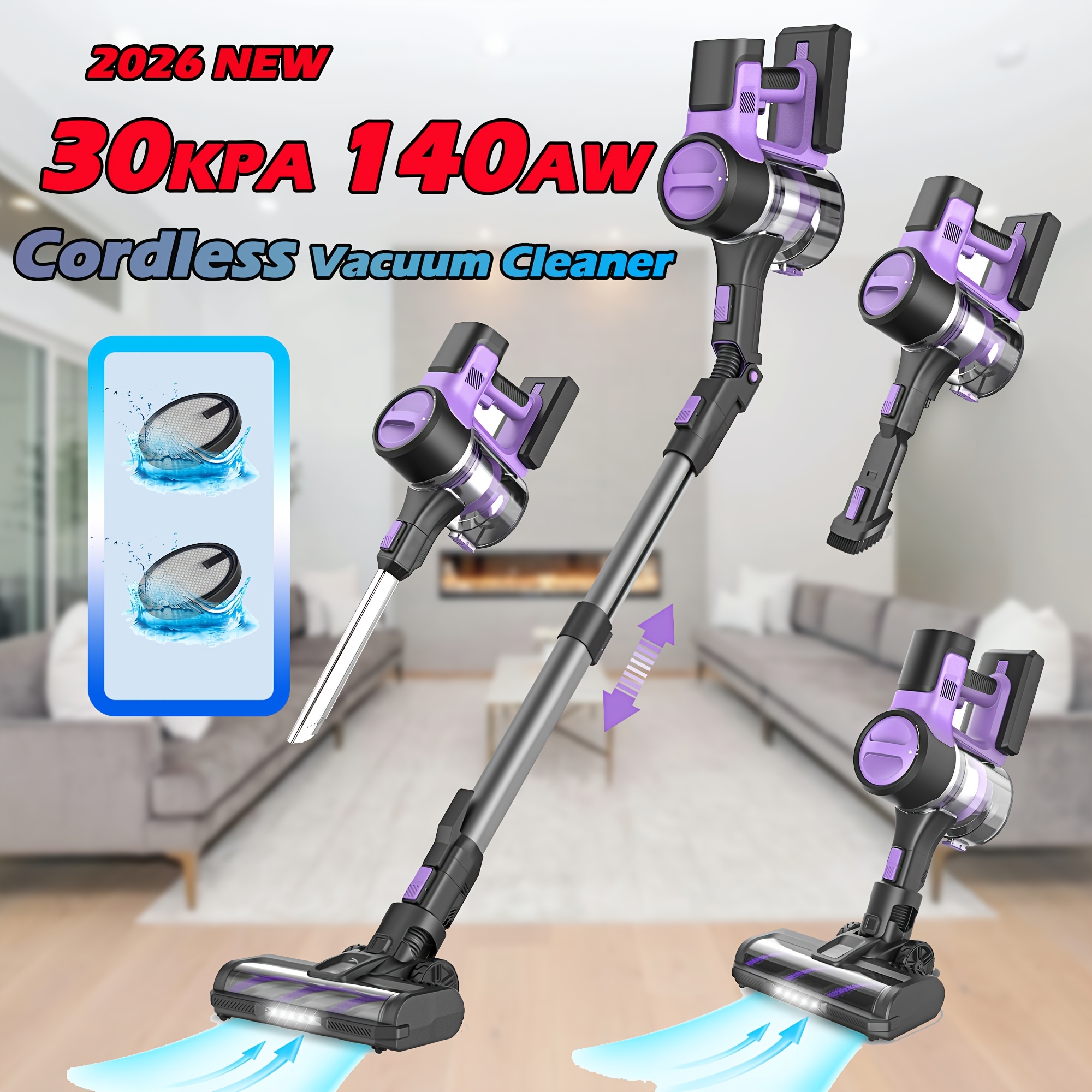 TEMU Vacuum Cleaner Featuring A -free Brush Designed For Pet Hair And Everyday Household Cleaning, Offering 30kpa Powerful Suction, An Versatile