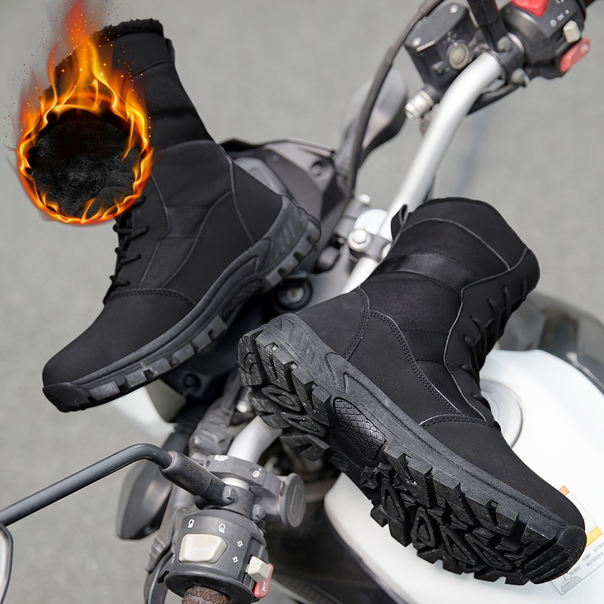 mens heavy duty winter boots with fleece thick warm snow shoes upper tpr traction tires high nkle lace up hiking boots for     terrain cold weather footwear Product details 2
