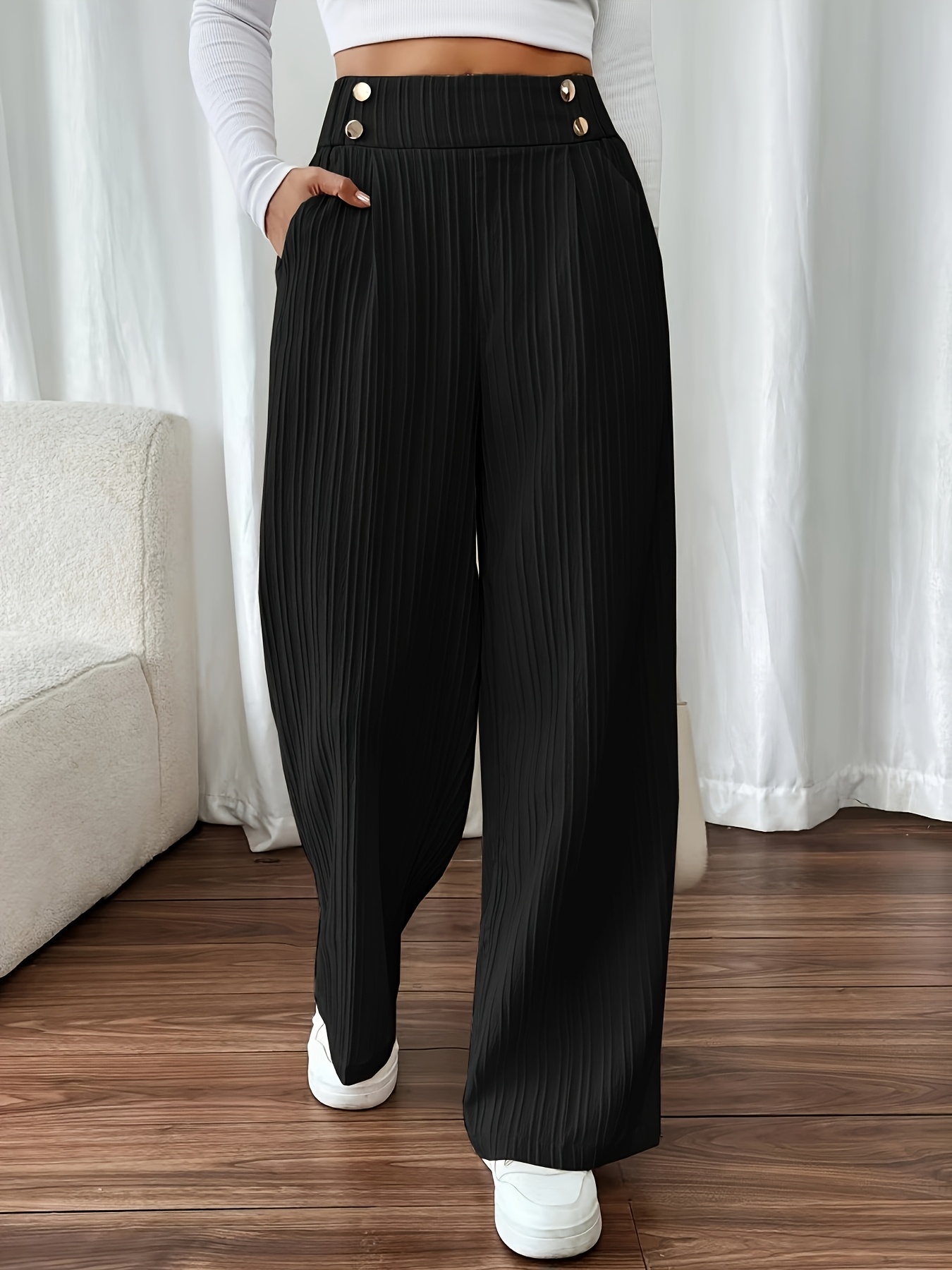 pantaloni casual a tasche laterali donne Temu Italy