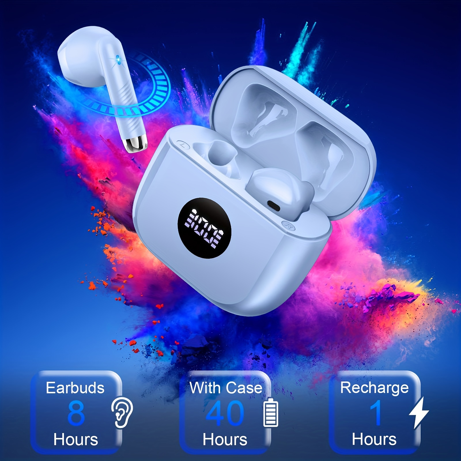 

J53 Wireless Earbuds Active Noise Cancelling Earphones, Wireless With Microphone Charging Case, 40 Hours Playback Time, In Ear High Fidelity Stereo Earphones Suitable For /android