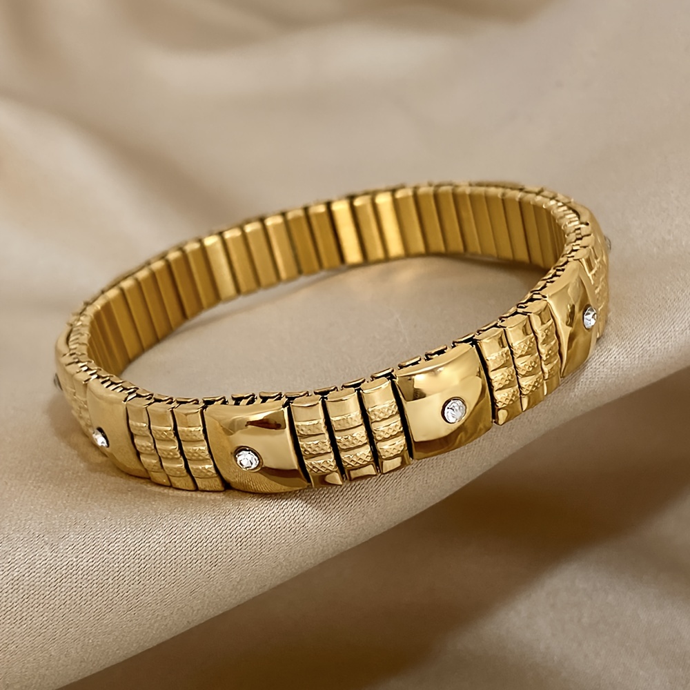 Rhinestone Embedded Spring Bracelet for Men and Women