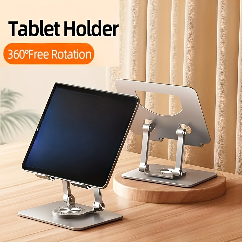 Tablet-Ständer Aus Aluminium – 360° Drehbar, Höhenverstellbar – Für IPads & Tablets 4–13 Zoll – Silber, Faltbar