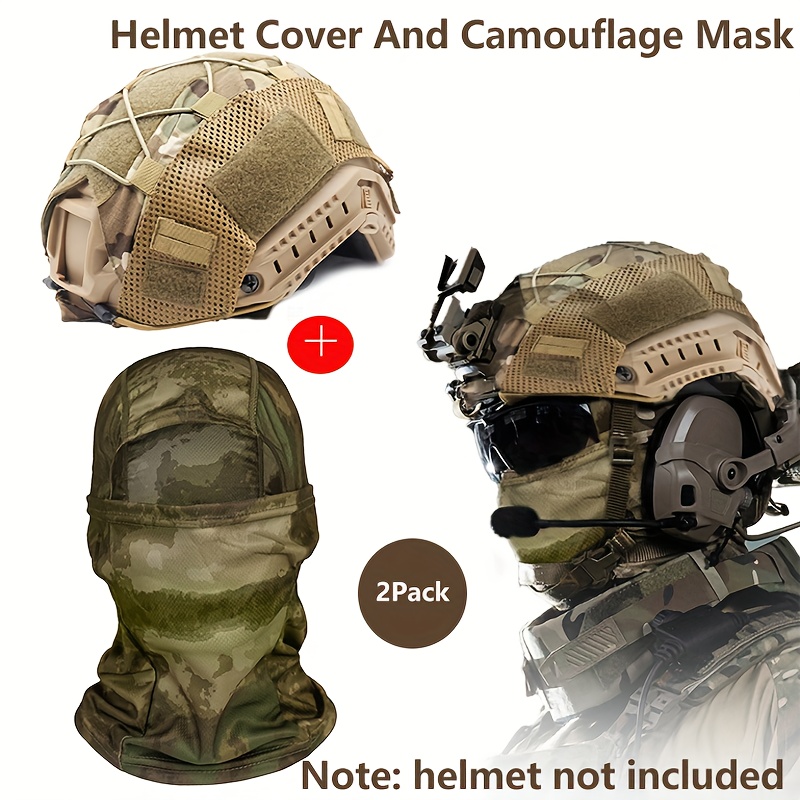 2in 1   Helmet Cloth Cover and camouflage mask Fit for MH PJ BJ   Fast Helmet Airsoft Paintball Hunting CS Camo with Elastic Cord,   Helmet All Accessories,   Helmet Accessories