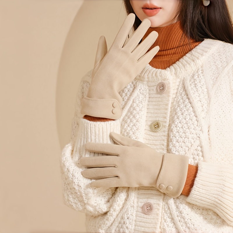 

Elegant Touchscreen-compatible Women's Gloves - Warm, Windproof & Stylish For Outdoor Activities, Solid Color, Elegant Style, Outing Occasion